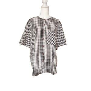RUSS STUDIO PLUS WOMEN 3/4 SLEEVE PLAID TOP - SIZE 18
